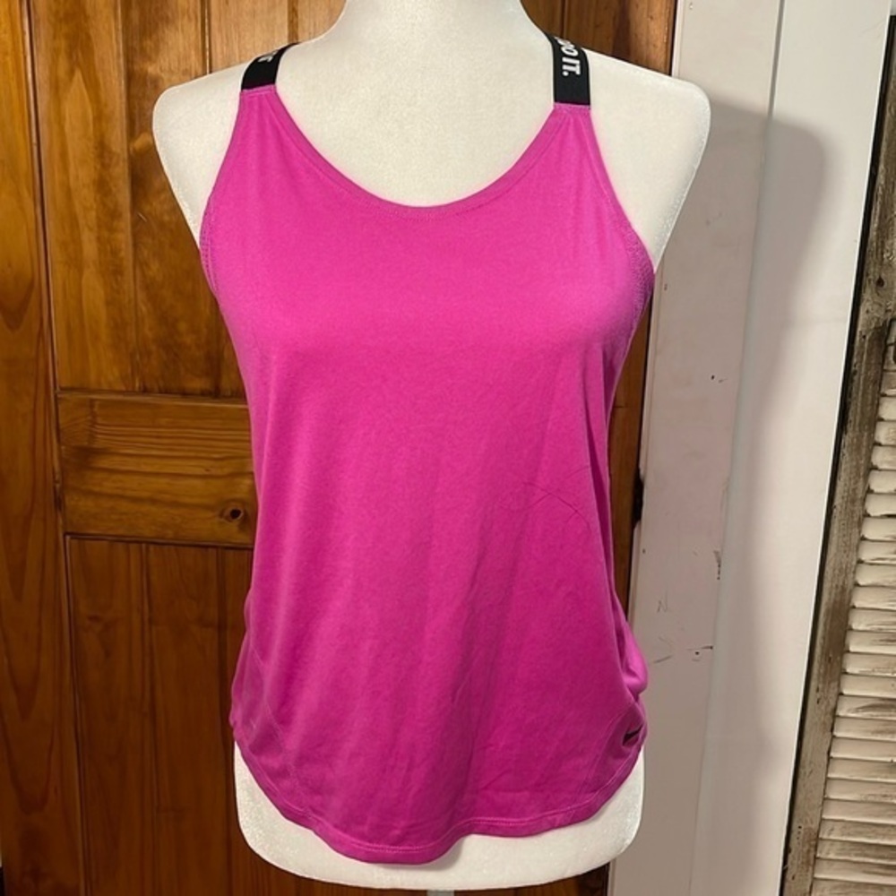 Nike Dri Fit pink Black Racerback Tank Small Just Do It